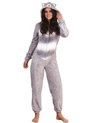 Loungeable Womens Grey Raccoon Onesie