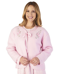 Slenderella Womens Polar Fleece Ribbon Tie Bed Jacket