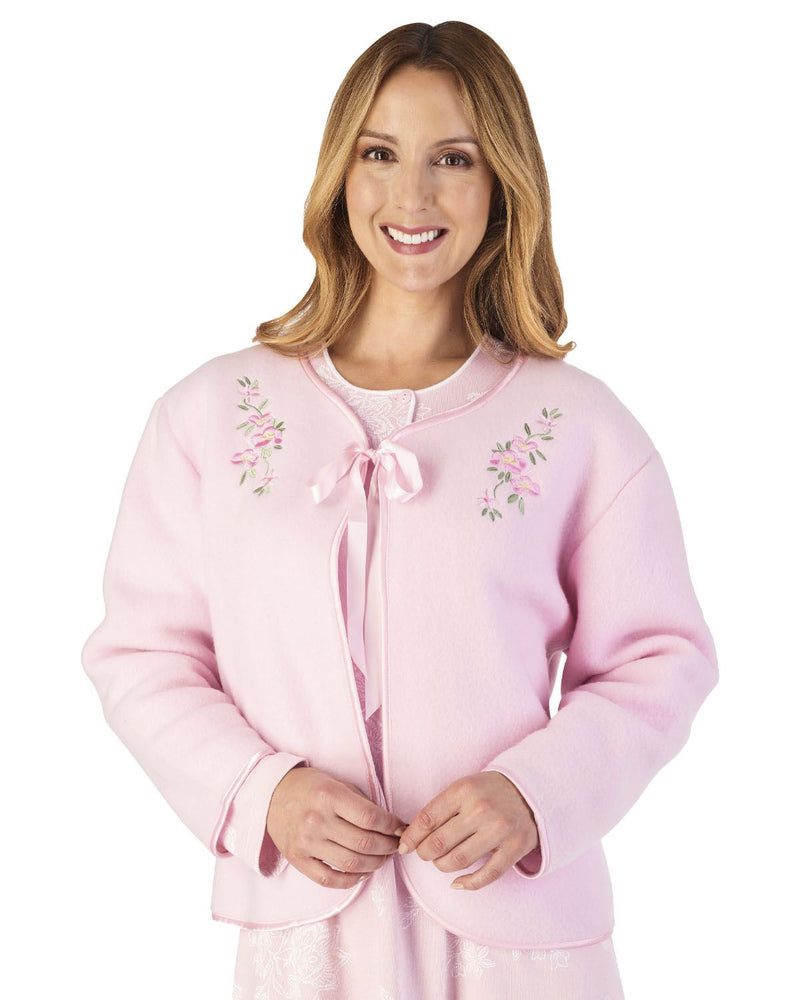 Slenderella Womens Polar Fleece Ribbon Tie Bed Jacket