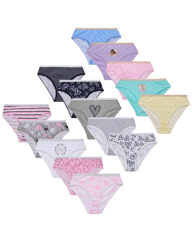 Girls 15 Pairs Multipack Cotton Knickers