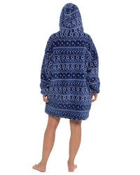 Slumber Hut Adults Navy Fairisle Oversized Snuggle Hoodie