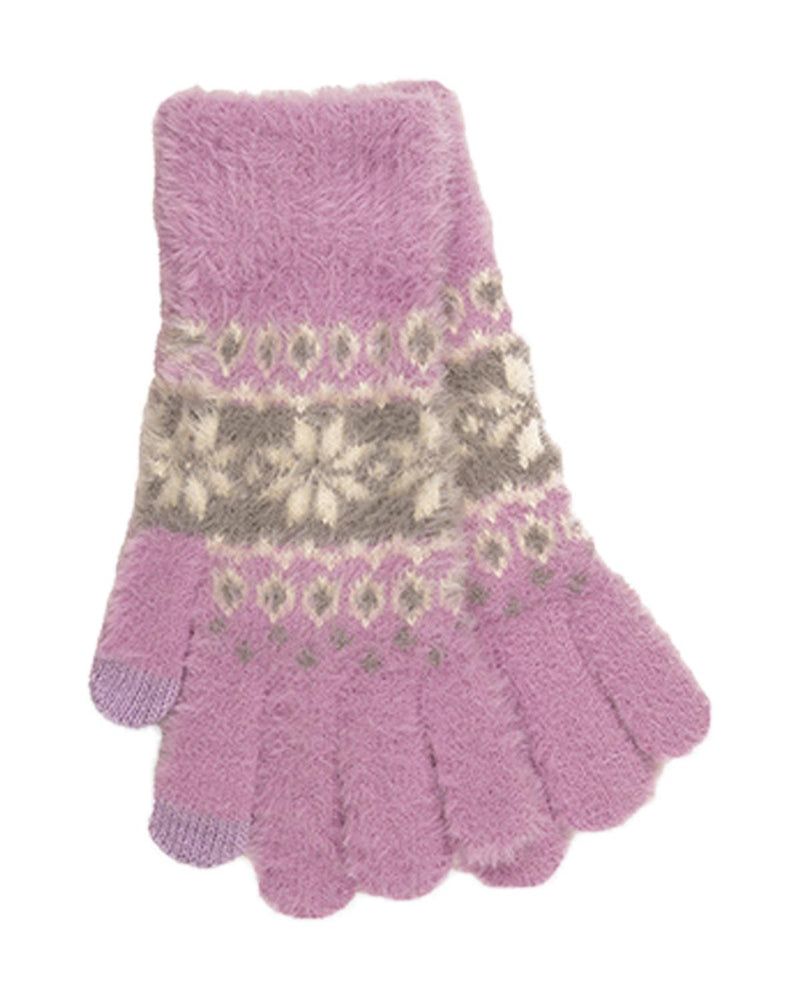 Foxbury Womens Fairisle Touch Screen Fluffy Gloves