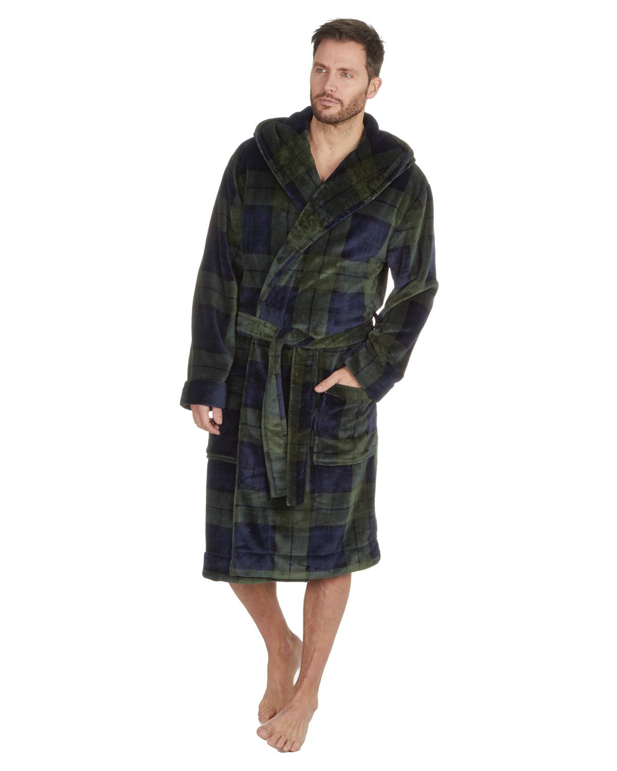 Pierre Roche Mens Green Check Dressing Gown