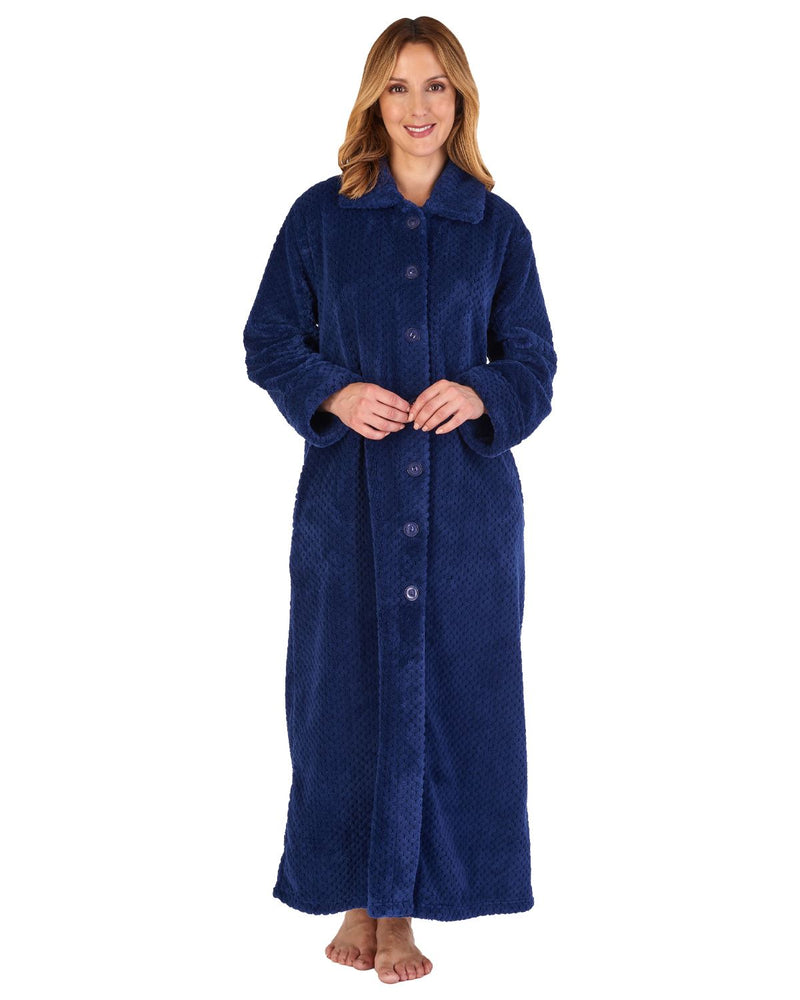 Slenderella Womens 52" Waffle Fleece Button Dressing Gown