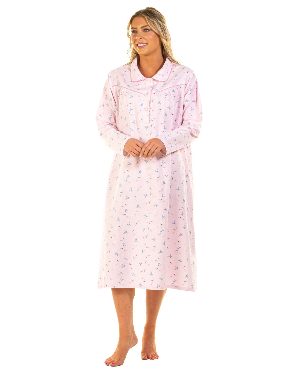 Sue Marks Womens Floral Flannel Brushed Cotton Nightie