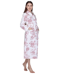 La Marquise Womens Vintage Bouquet Long Sleeve Jersey Robe