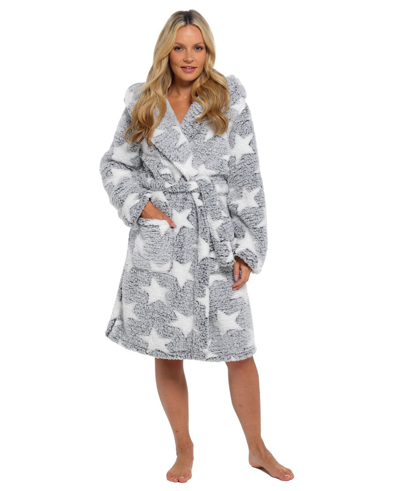 Slumber Hut Womens Star Print Borg Dressing Gown