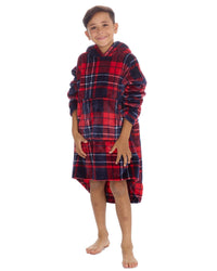 Huggable Kids Red Check Oversized Hoodie