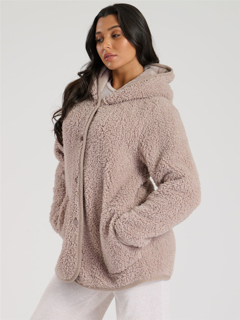 Loungeable Womens Button Snuggle Fleece Cardigan