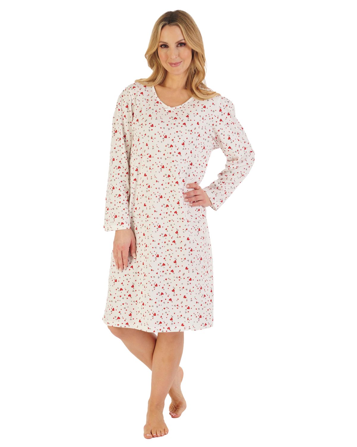 Slenderella Womens Printed Long Sleeve Jersey Nightie