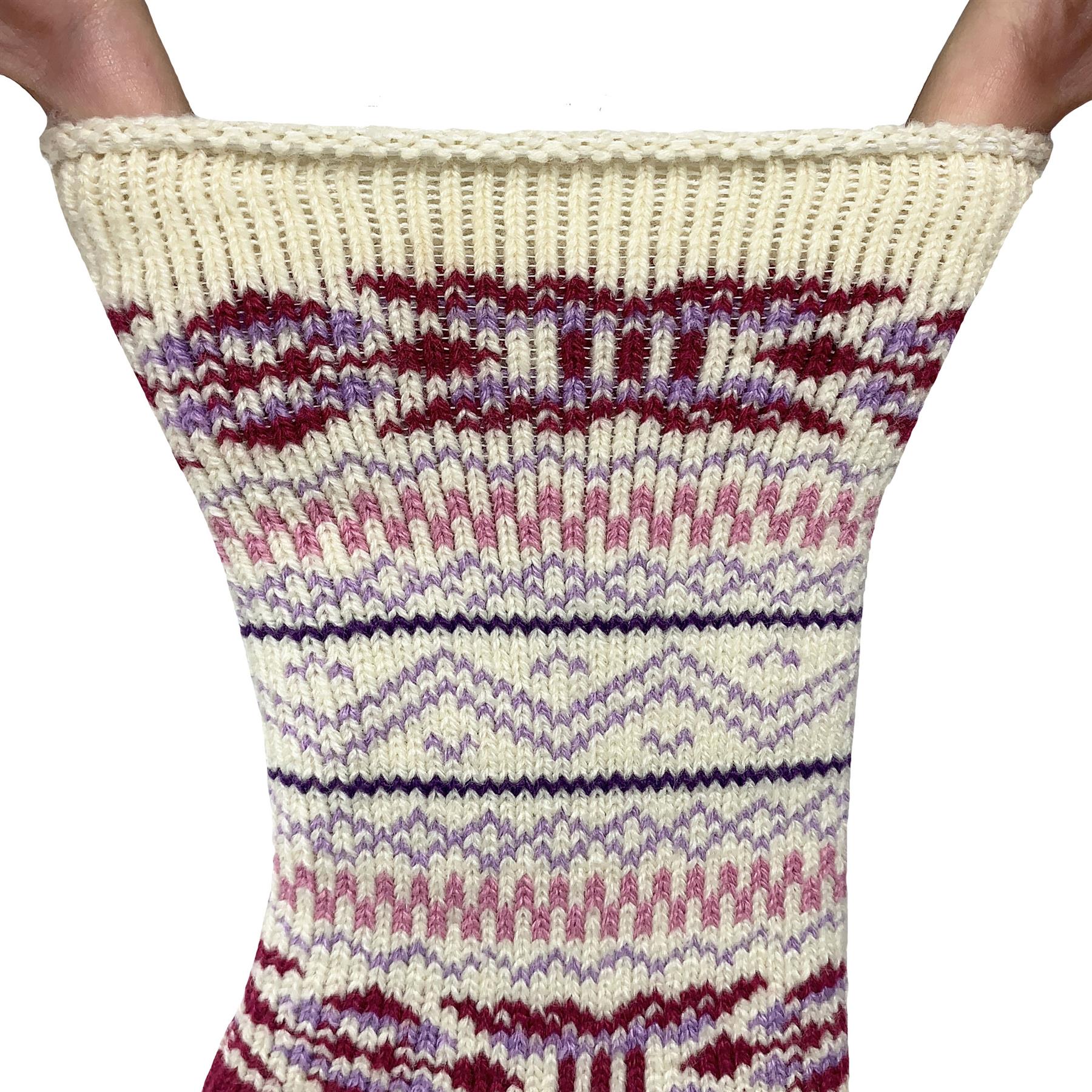 Bramble Womens Pink Fairisle Thermasock