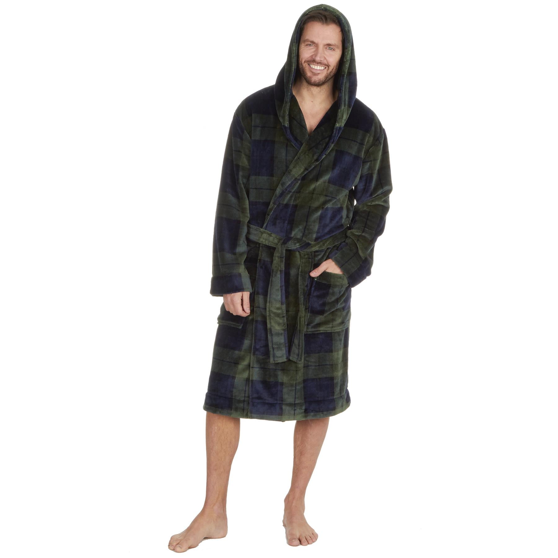 Pierre Roche Mens Green Check Dressing Gown