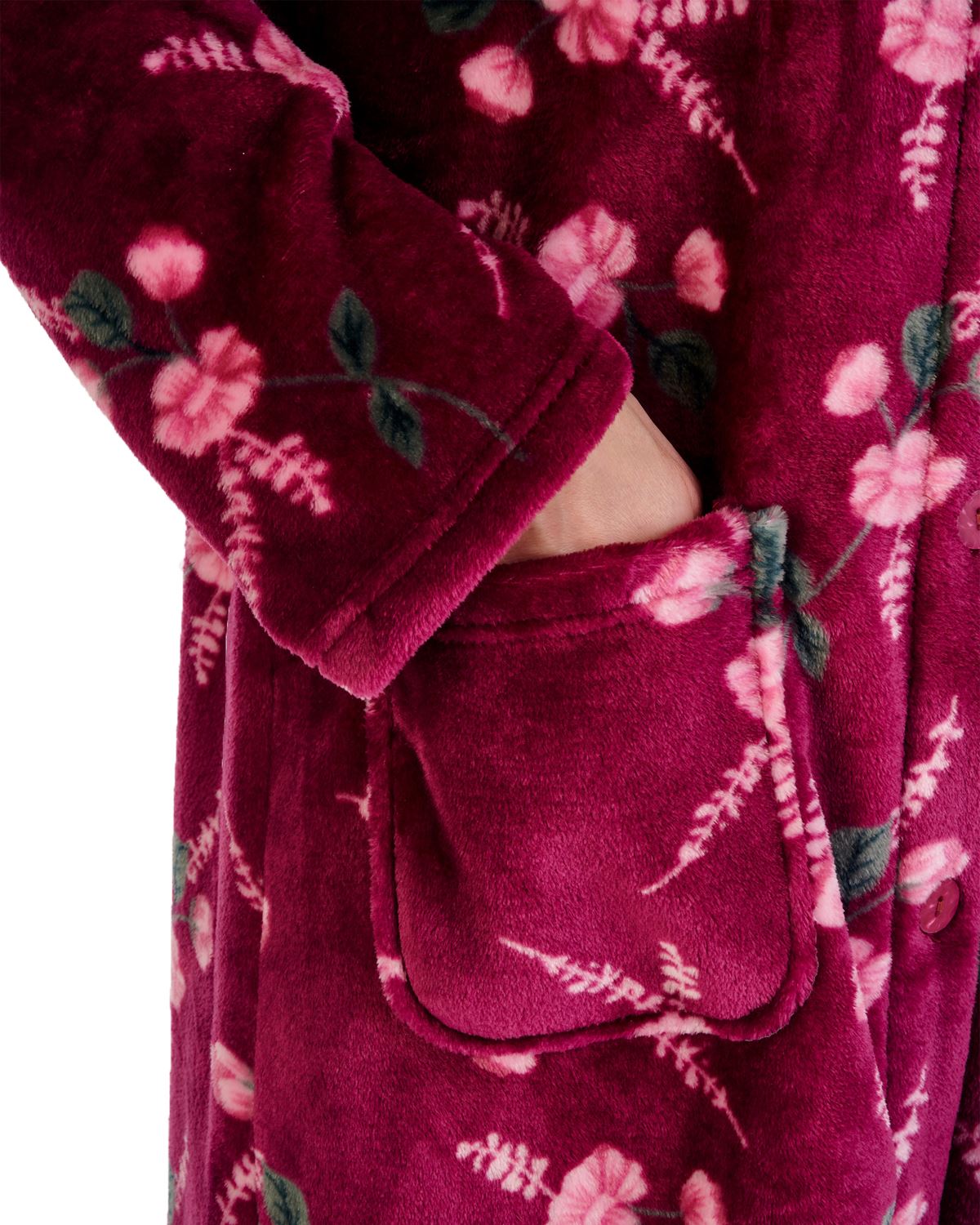 Slenderella Womens 46" Floral Button Dressing Gown