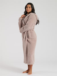 Loungeable Womens Mink Borg Maxi Dressing Gown