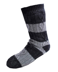 Tom Franks Mens Striped Sherpa Slipper Socks