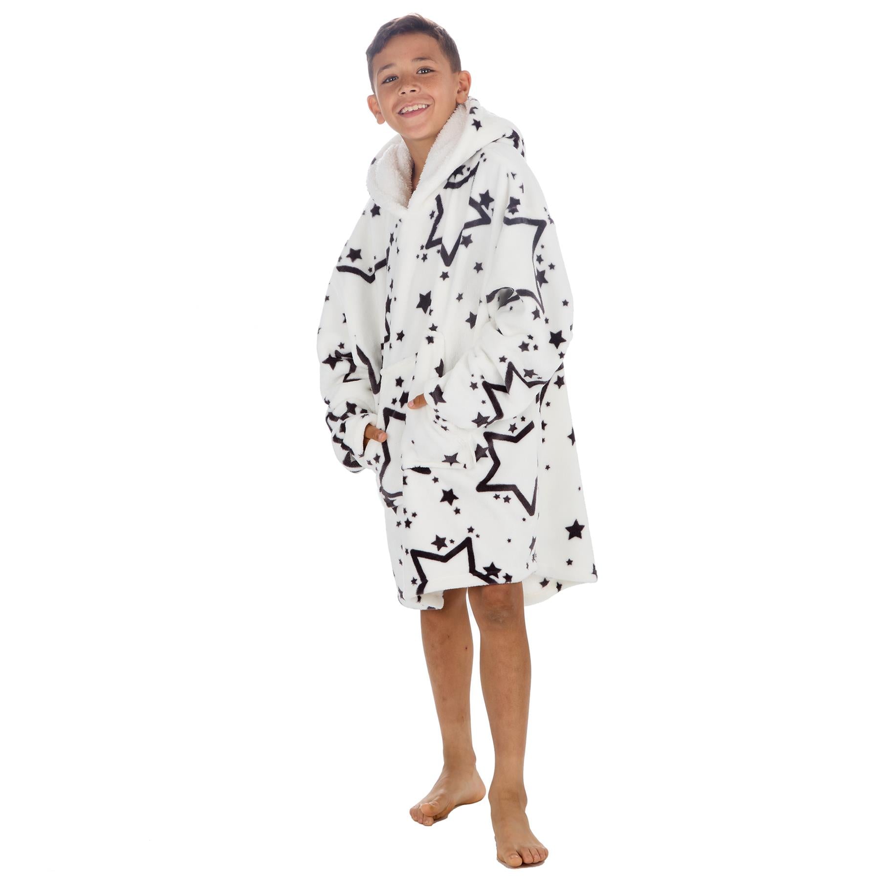 Huggable Kids Cream Star Print Snuggle Hoodie