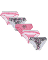 5 Pairs Girls Briefs Pink Leopard