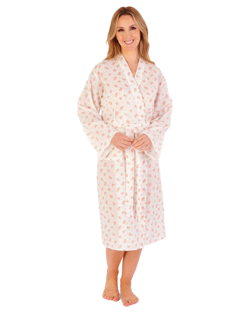 Slenderella Womens 45" Floral Dobby Spot Woven Robe