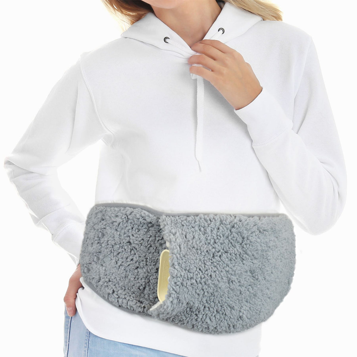 Grey Sherpa Wrap Waist Hot Water Bottle