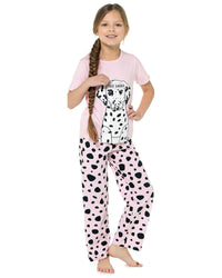 Foxbury Girls Pink Dalmation Long Pyjamas