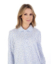 Slenderella Womens 45" Long Sleeve Collared Interlock Cotton Nightie