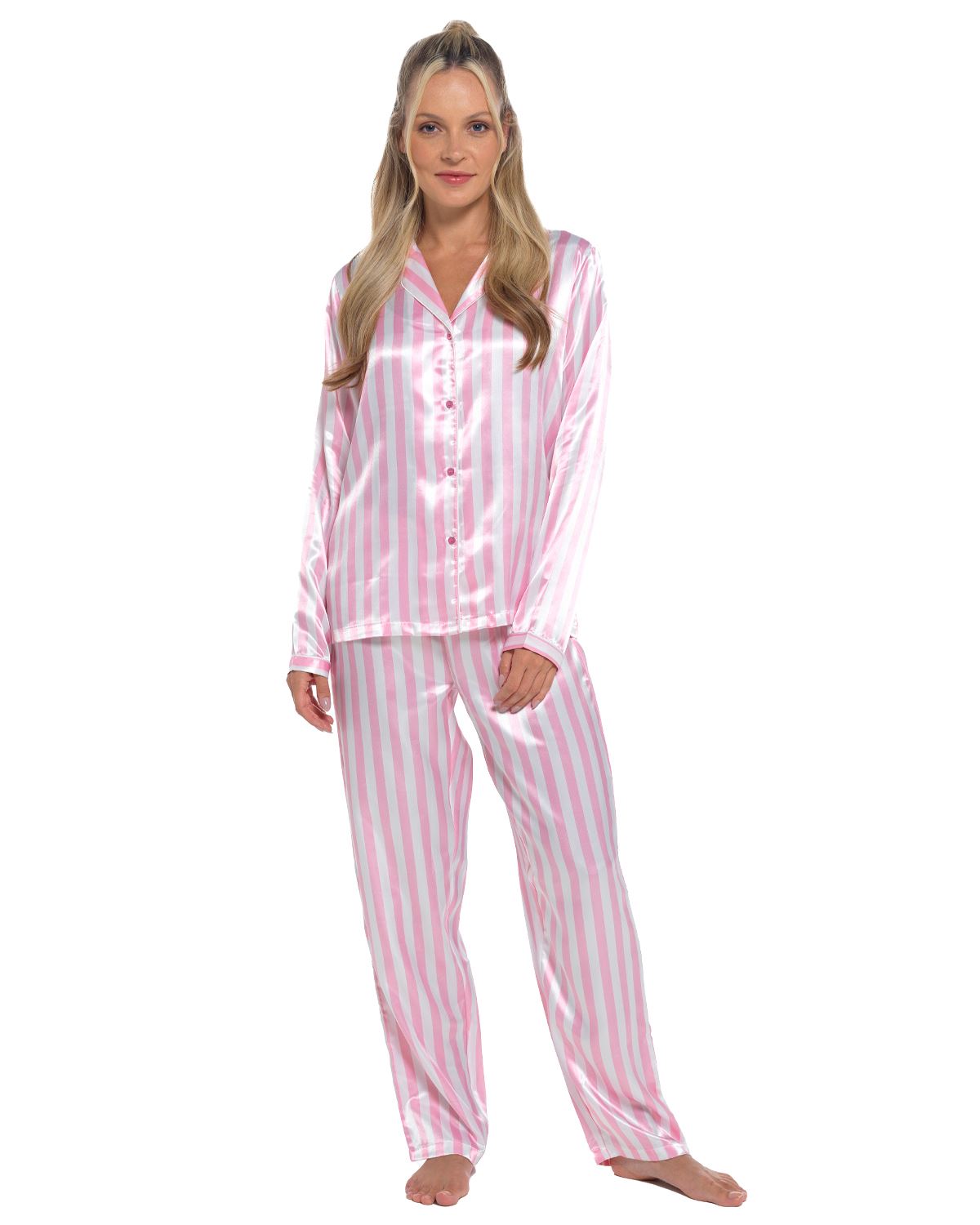 Slumber Hut Womens Satin Button Pyjamas