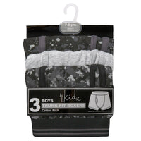 Boys 3 Pack Black Print Boxers