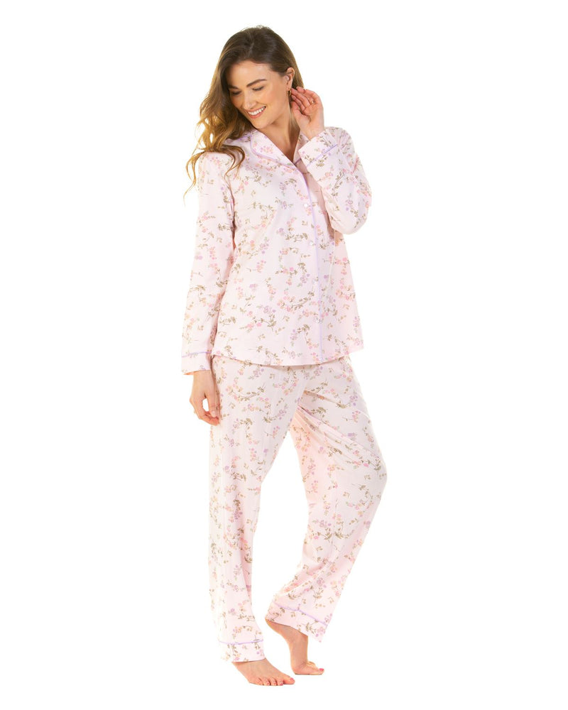 Sue Marks Womens Flower Spray Button Pyjamas