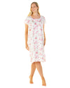 Sue Marks Womens 43" Cotton Roses Short Sleeve Nightie