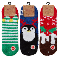 3 Pairs Kids Festive Christmas Fluffy Socks