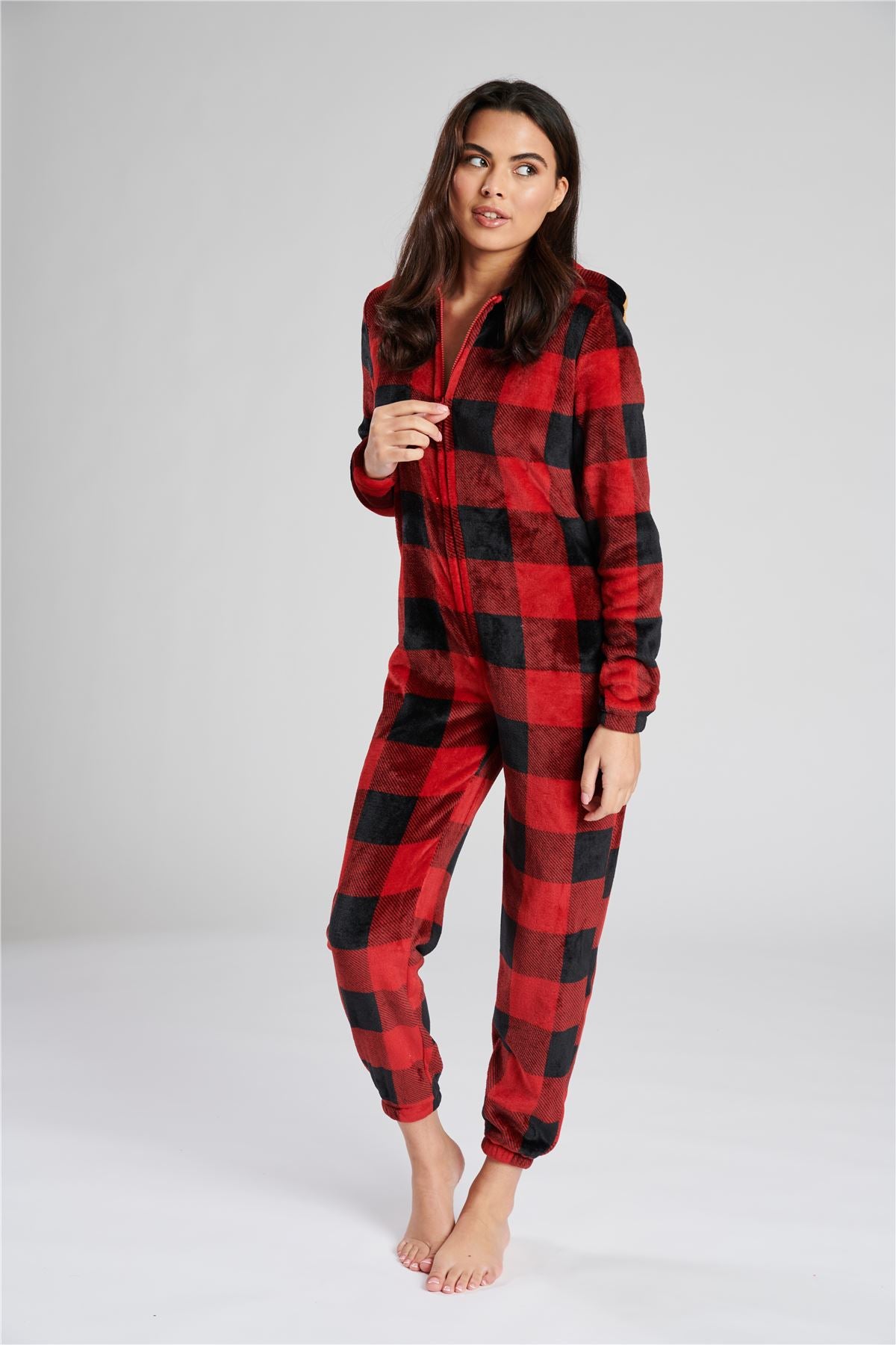 Loungeable Womens Red Check Reindeer Onesie