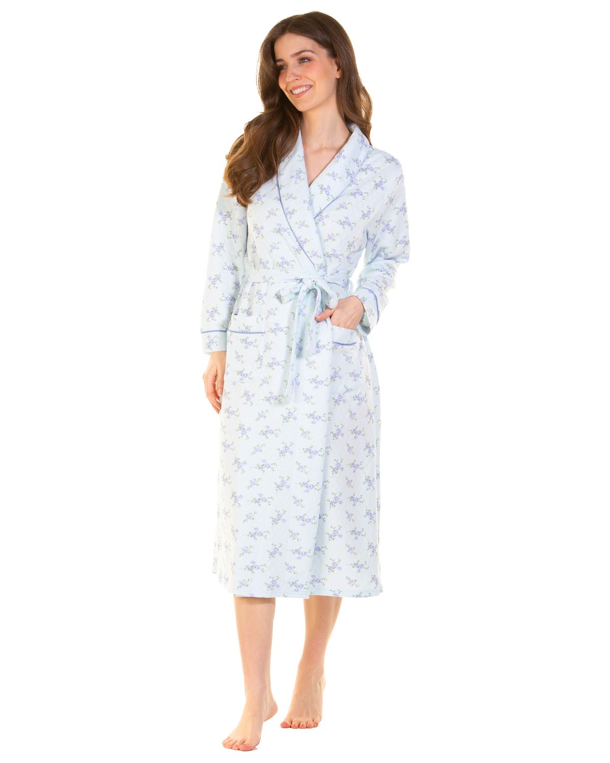 La Marquise Womens Primrose in Bloom Mock Quilt Robe