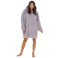 Huggable Womens Sherpa Cable Fleece Snuggle Hoodie