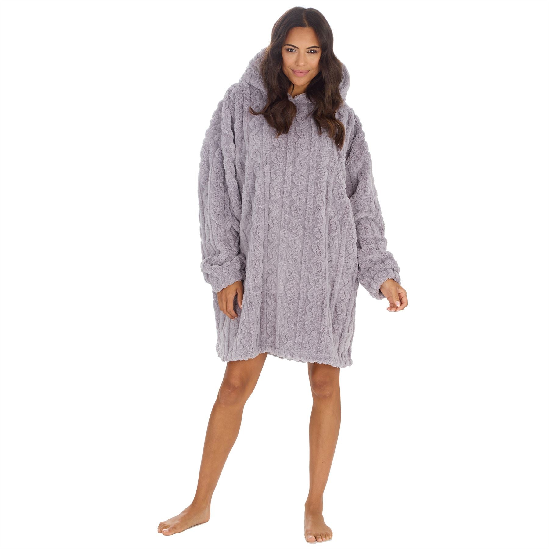 Huggable Womens Sherpa Cable Fleece Snuggle Hoodie