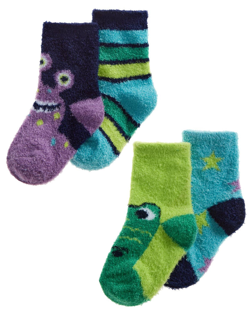 4 Pairs Baby Boys Monsters & Aliens Cosy Socks