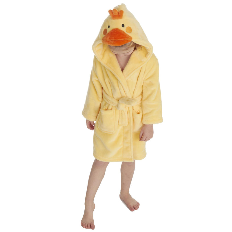 Kids Yellow Duck Fleece Dressing Gown