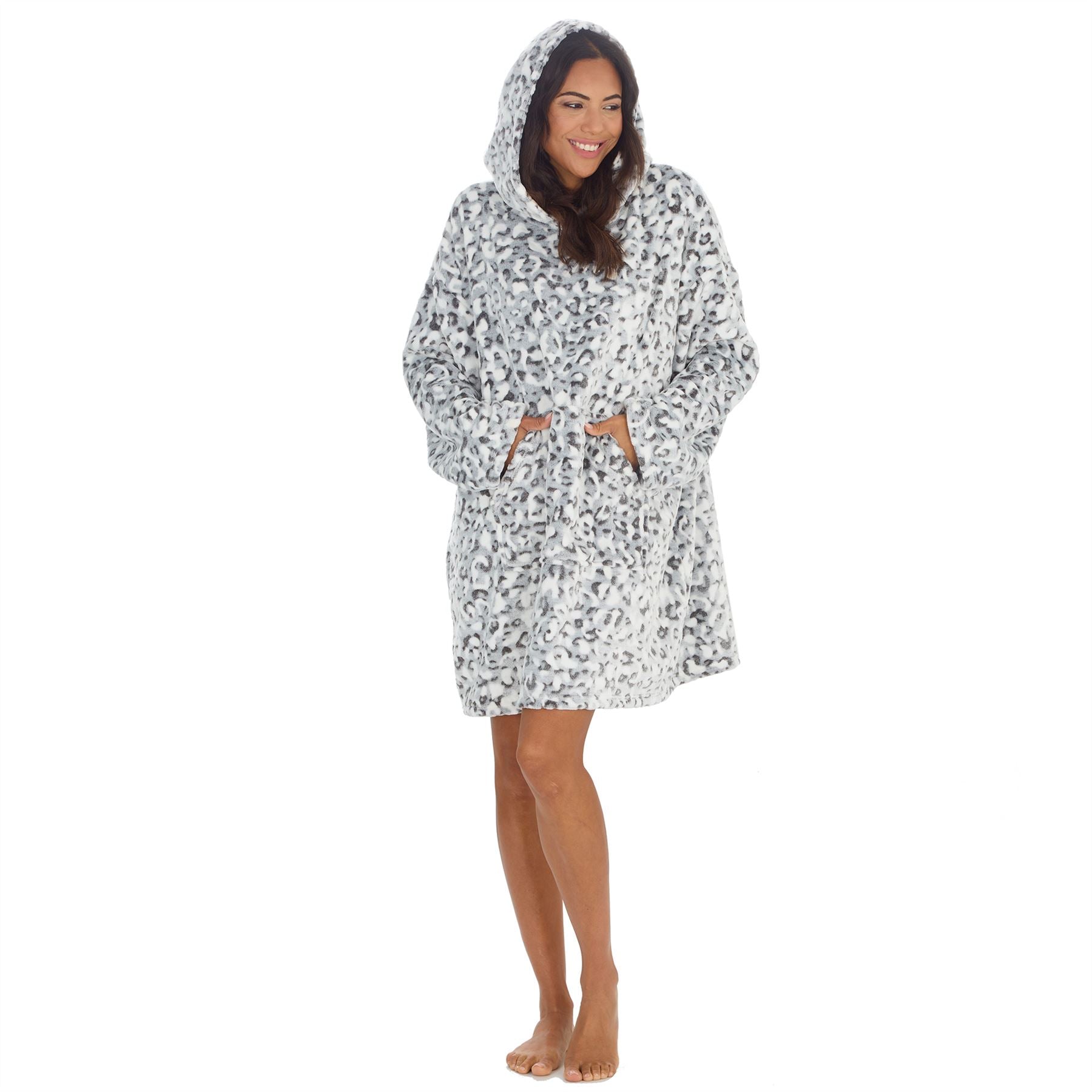 Huggable Womens Snow Leopard Snuggle Hoodie