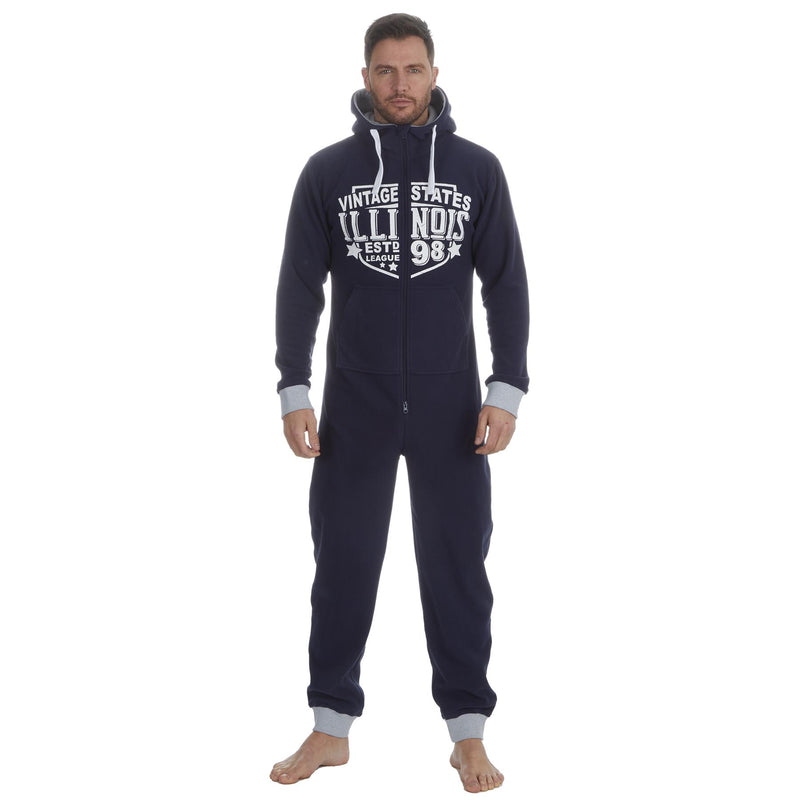 Mens Varsity Fleece Hooded Onesie