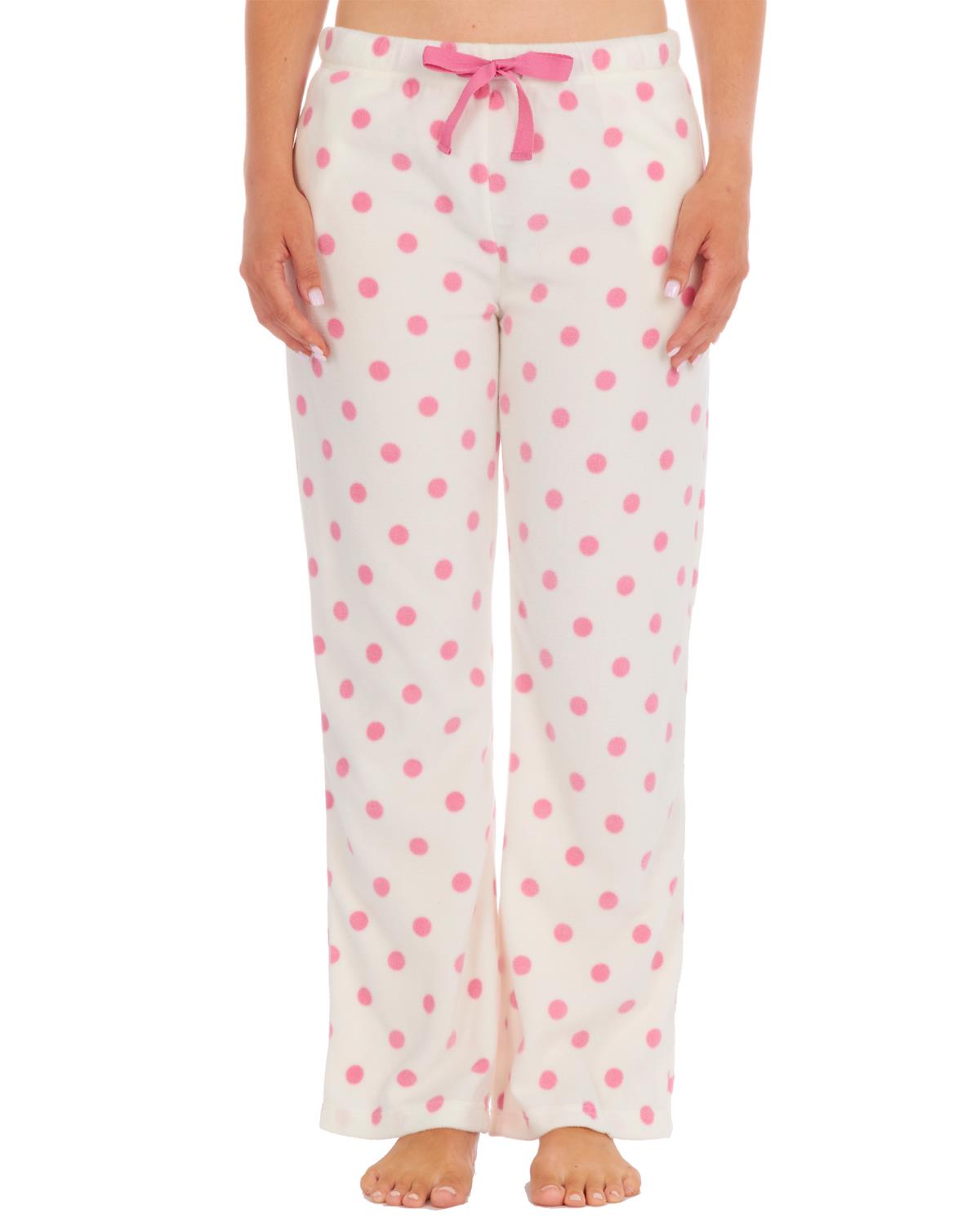 Forever Dreaming Womens Cream Spot Fleece Lounge Pants