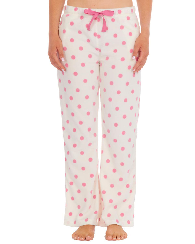 Forever Dreaming Womens Cream Spot Fleece Lounge Pants