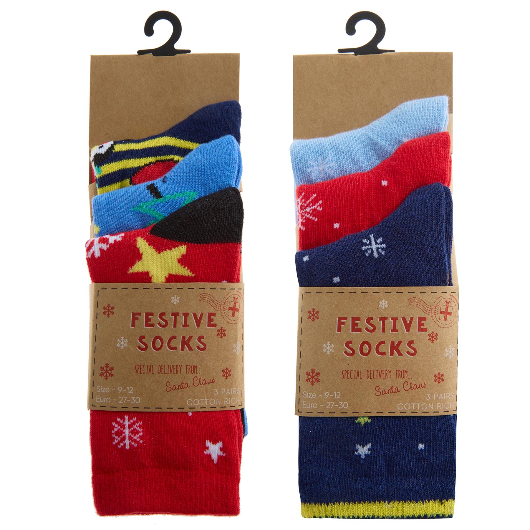 6 Pairs Kids Festive Christmas Cotton Socks