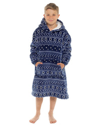 Slumber Hut Kids Navy Fairisle Oversized Snuggle Hoodie