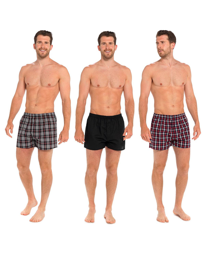 Tom Franks Mens 3 Pack Woven Boxer Shorts