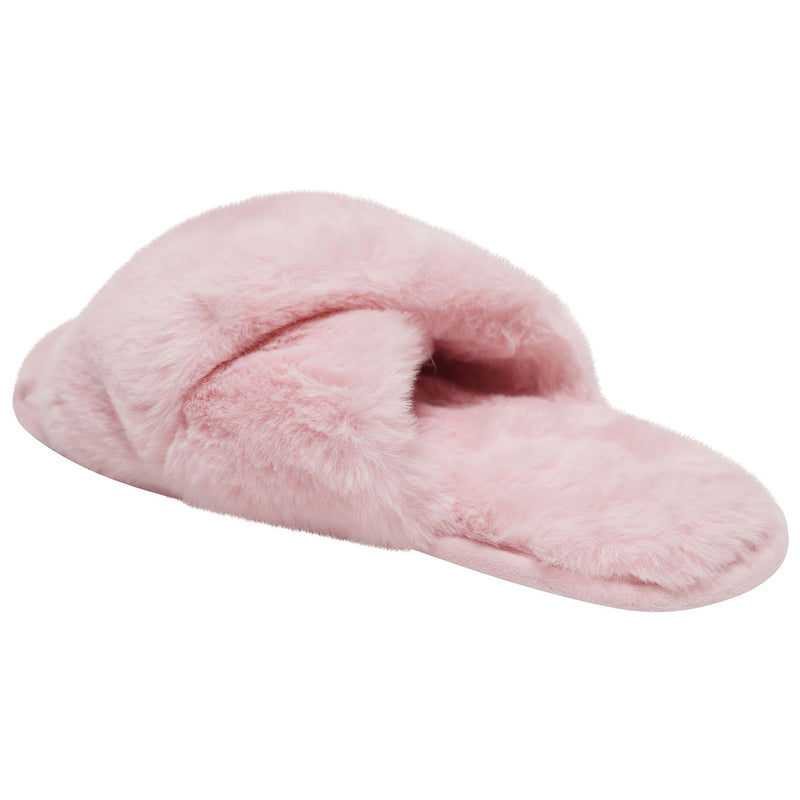 Loungeable Womens Fluffy Cross Slippers