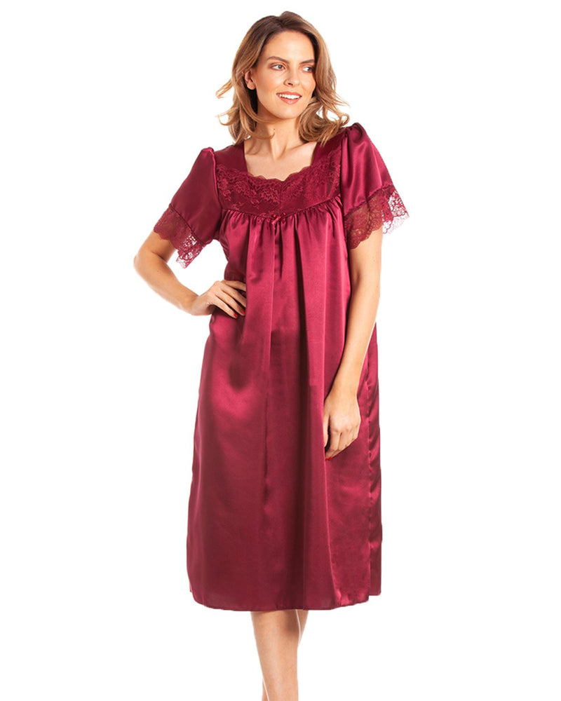 Lady Olga Womens Satin Short Sleeve Nightdress