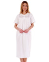 Slenderella Womens Short Sleeve Embroidered Yoke Nightdress