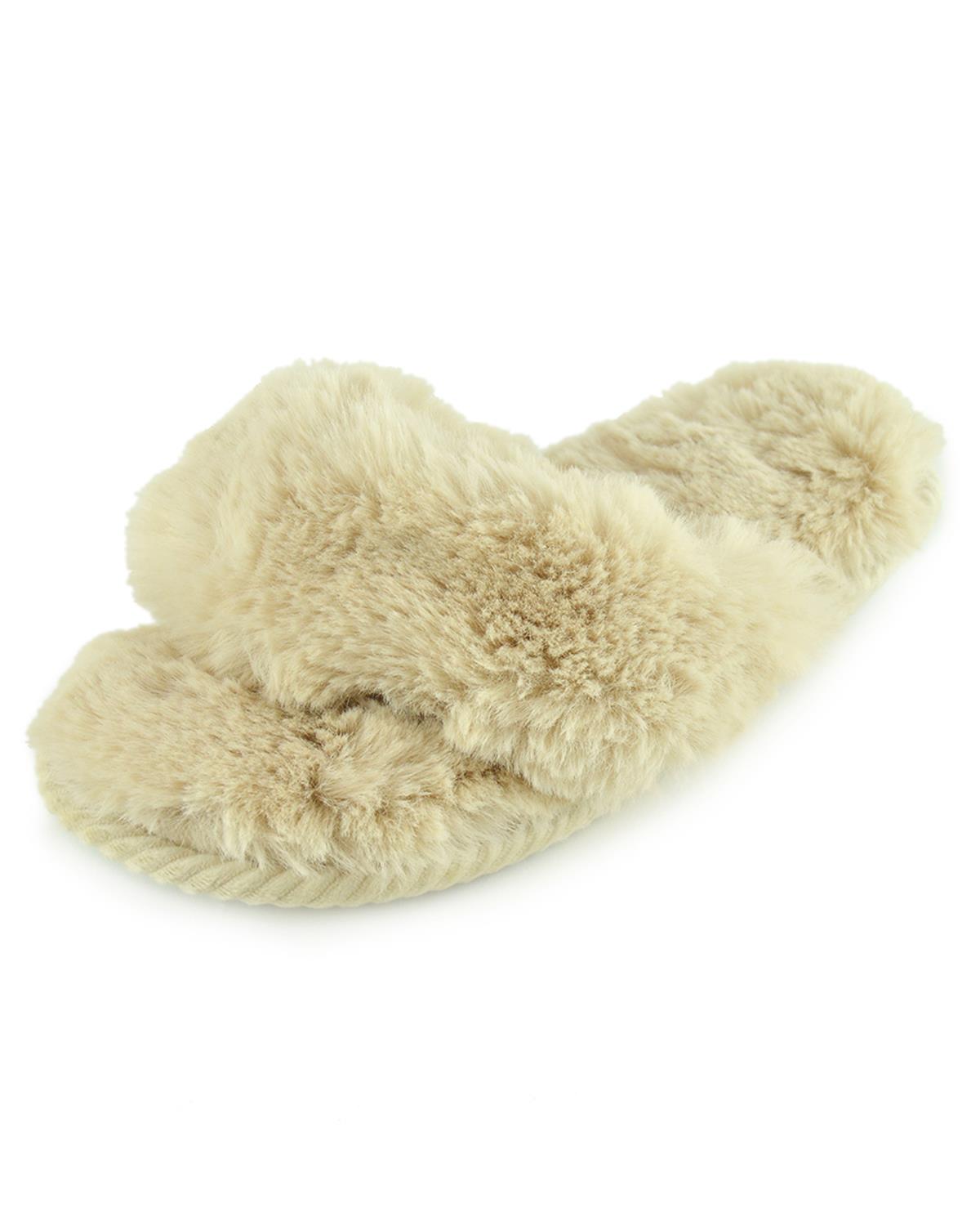 SlumberzzZ Womens Plush Fluffy Slider Slippers