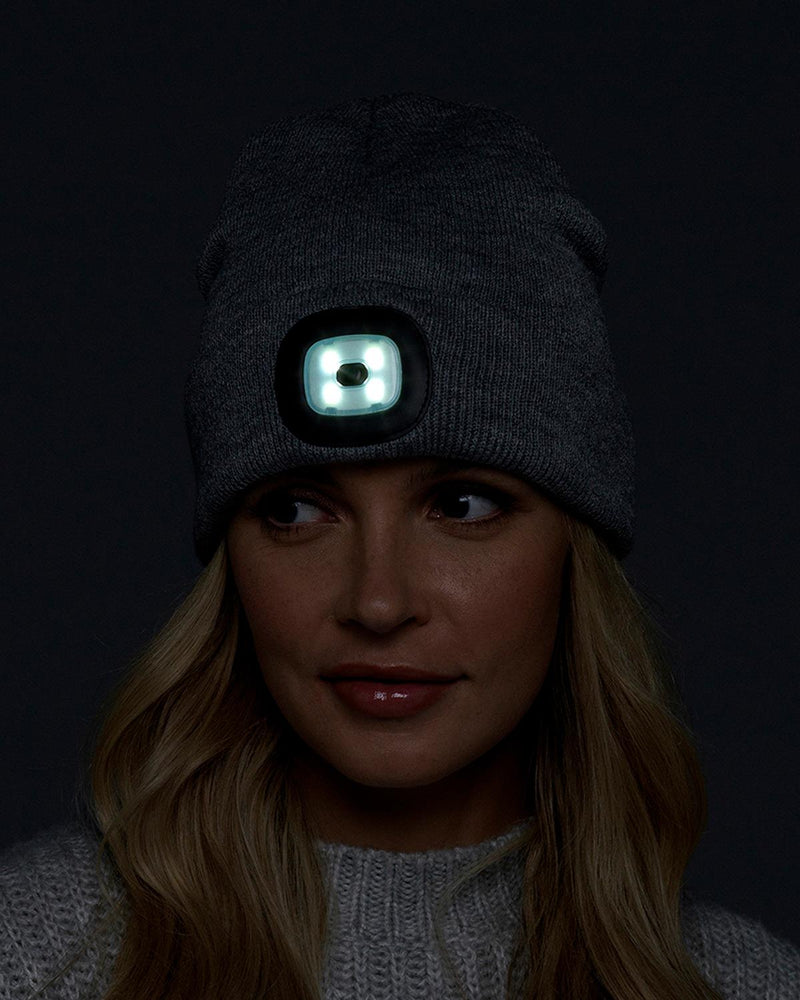 Womens LED Light Knitted Beanie Hat