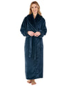 Slenderella Womens Faux Fur Collar Embossed Dressing Gown