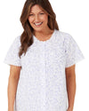 Marlon Womens Swirl Leaf Short Sleeve Button Nightie